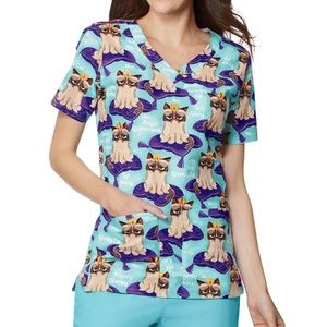 Medical Uniform Top Grumpy Cat Rules Veterinarian